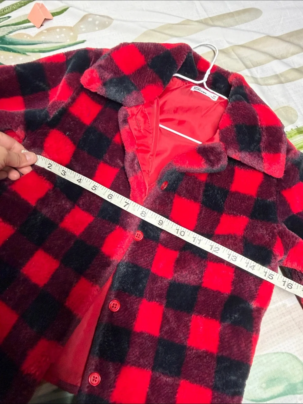 Epic threads Red & Black Buffalo Plaid Fuzzy Button Jacket girls sz M